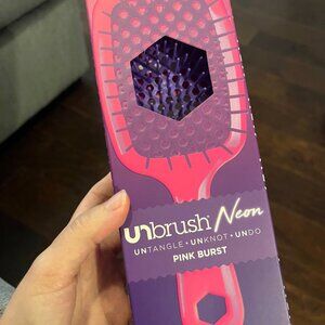 UNbrush Detangler Hair Brush Neon Pink Burst